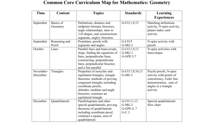 A common core curriculum geometry