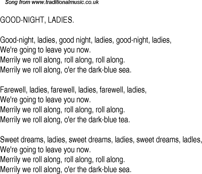 Good night ladies song lyrics