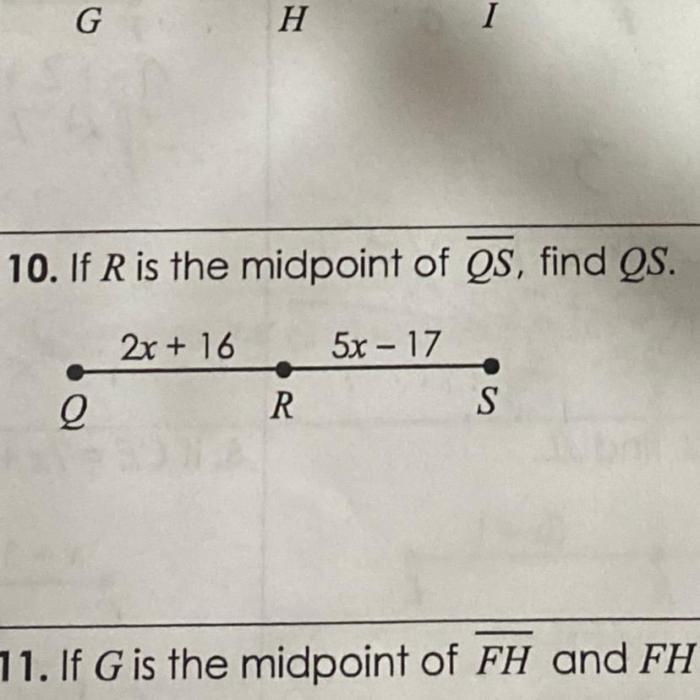 If r is the midpoint of qs and qs