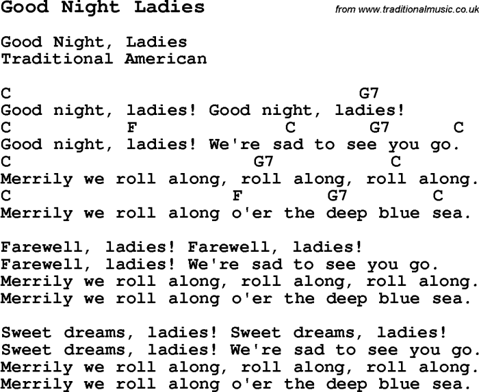 Good night ladies song lyrics