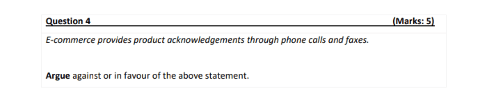 E-commerce provides product acknowledgements through phone calls and faxes